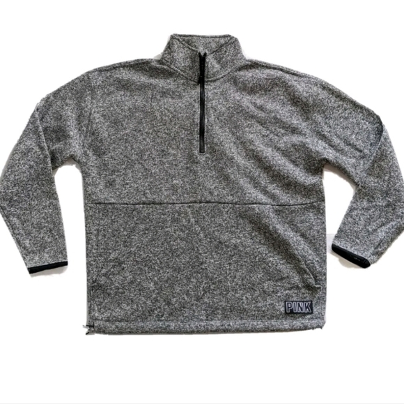Victoria Secret Pink Gray Heather Quarter Half Zip Sweatshirt Size Small - Picture 1 of 8